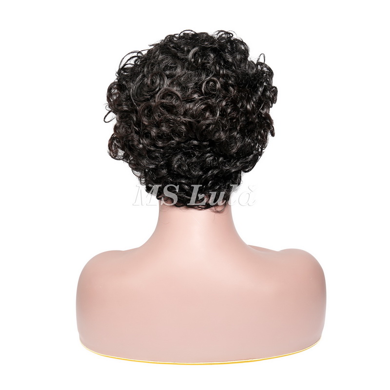 Natural Color Pixie Cut Human Hair Wig Machine-made Wig for Women - 图片 11